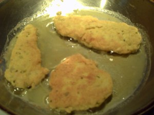 GF 'Breaded' Chicken Cutlets Frying
