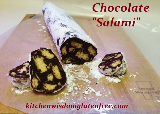 chocolate salami w writing